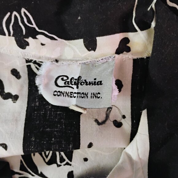 Black & White Animal Print Polyester Button Down Shirt - Picture 5 of 6